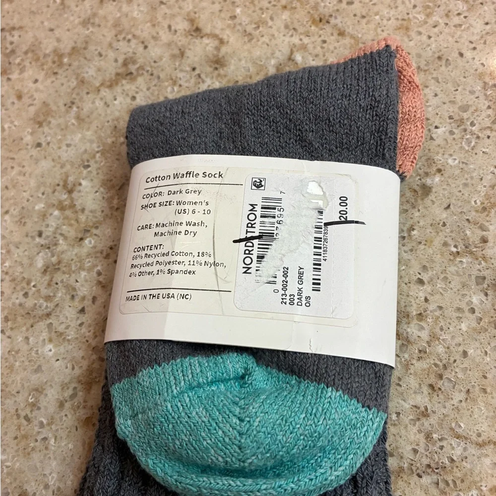NWT American Trench Cotton Waffle Socks in Dark Grey